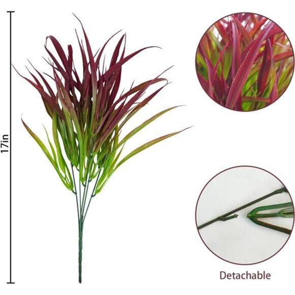 12 Pack UV Resistant Fake Outdoor Plants Faux Grass Shrubs Porch Garden Decor - Picture 2 of 7